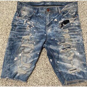 Jordan Craig Legacy Edition Shorts Mens 38 Distressed Ripped Denim Holes Biker